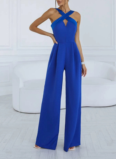 Jumpsuit Pantsuit Sweetheart Sleeveless Floor-Length Elastic Satin Evening Dresses With