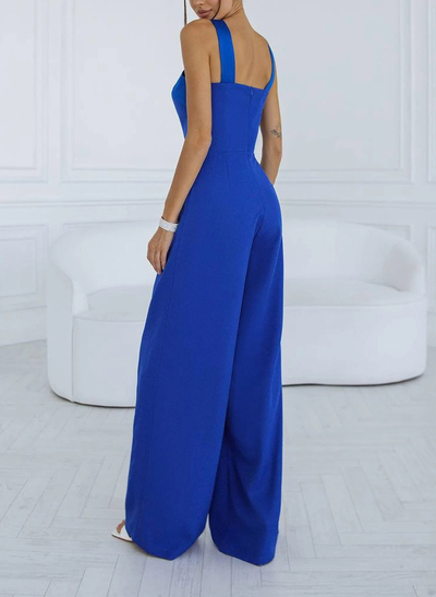 Jumpsuit Pantsuit Sweetheart Sleeveless Floor-Length Elastic Satin Evening Dresses With
