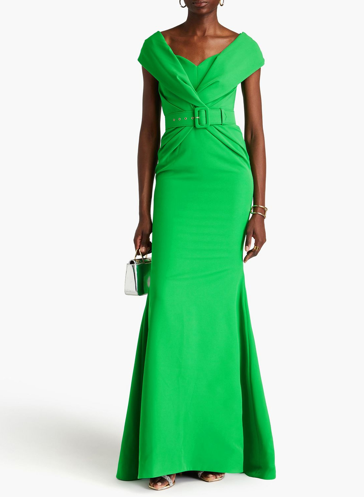 Elegant V-Neck Sleeveless Mermaid Floor-Length Elastic Satin Evening Dresses With Sash