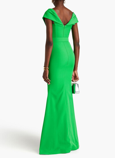 Elegant V-Neck Sleeveless Mermaid Floor-Length Elastic Satin Evening Dresses With Sash