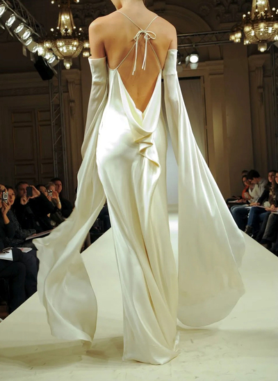 Elegant Off-The-Shoulder Cape Sleeves Floor-Length Evening Dresses