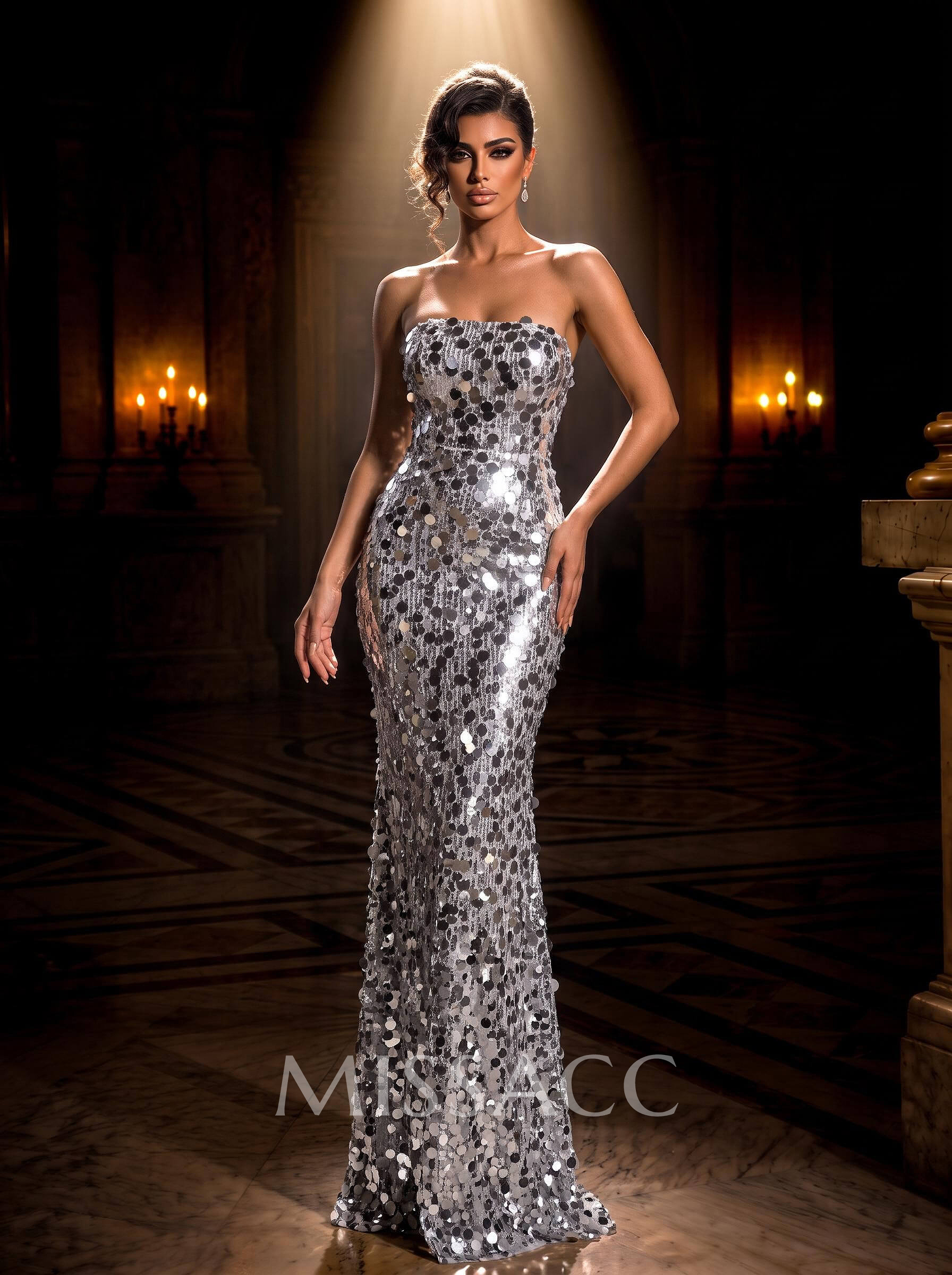 Sheath Column Bateau Neck Sleeveless Floor-Length Sequined Evening Dresses With Sequins Sheath Column Bateau Neck Sleeveless Floor-Length Sequined Evening Dresses With Sequins