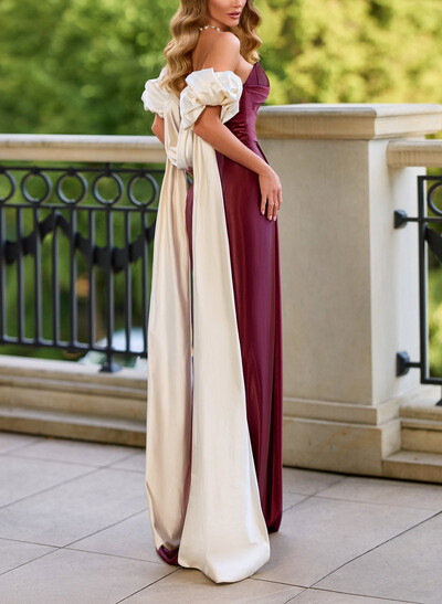 Sheath/Column Sweetheart Floor-Length Liquid Satin Evening Dresses With High Split