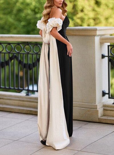Sheath/Column Sweetheart Floor-Length Liquid Satin Evening Dresses With High Split