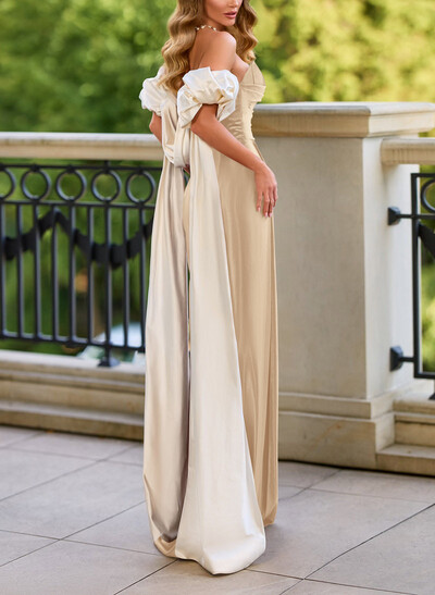 Sheath Sweetheart Floor-Length Liquid Satin Evening Gown with High Slit