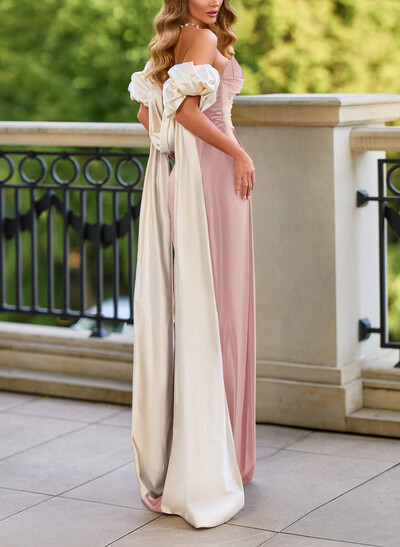 Sheath/Column Sweetheart Floor-Length Liquid Satin Evening Dresses With High Split