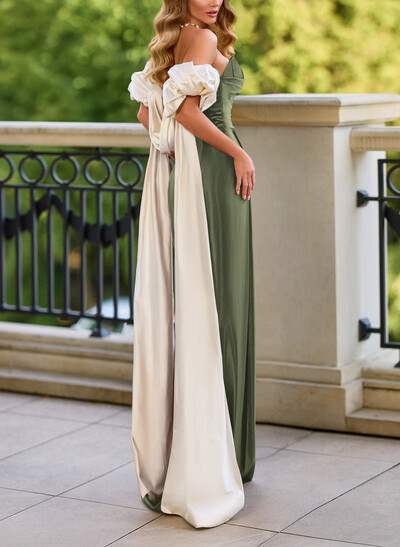 Sheath Sweetheart Floor-Length Liquid Satin Evening Gown with High Slit