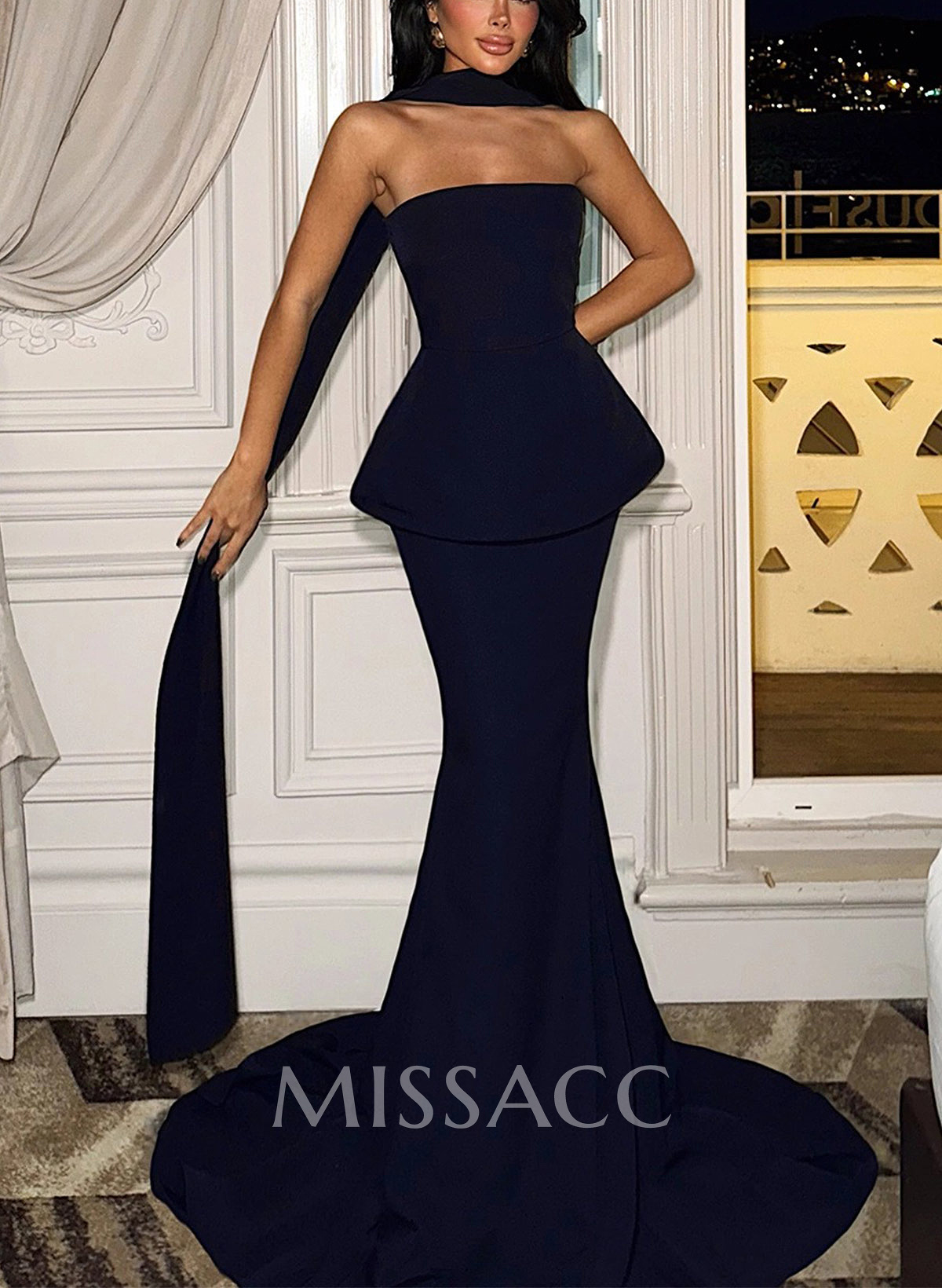 Trumpet/Mermaid Strapless Sleeveless Court Train Elastic Satin Evening Dresses Trumpet/Mermaid Strapless Sleeveless Court Train Elastic Satin Evening Dresses