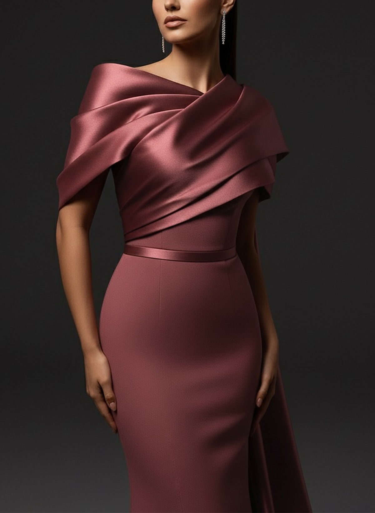 Trumpet/Mermaid Asymmetrical Sweep Train Satin Evening Dresses With Sweeping Side Drape