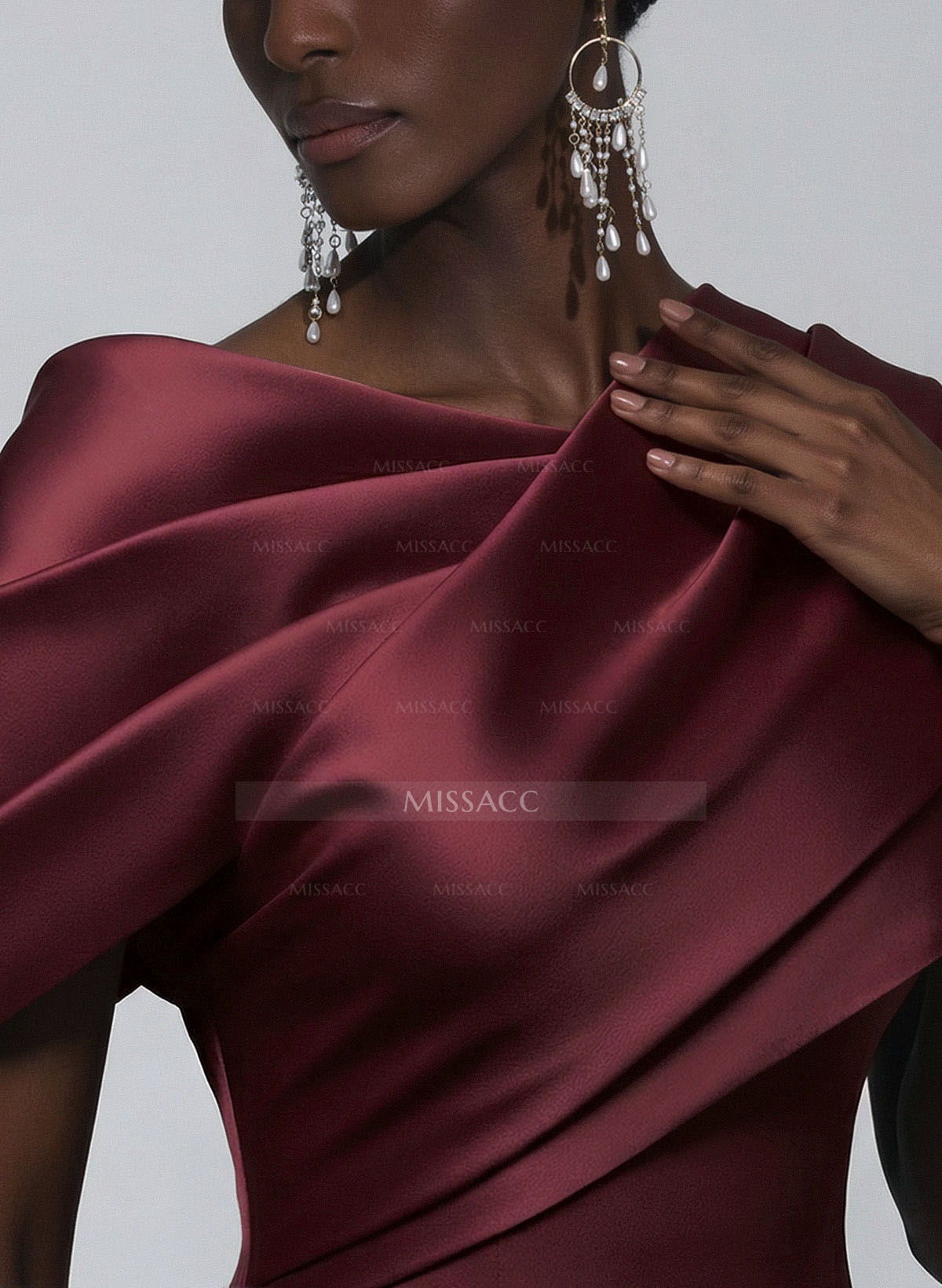 Trumpet/Mermaid Asymmetrical Sweep Train Satin Evening Dresses With Sweeping Side Drape