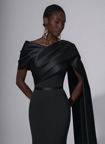 Trumpet/Mermaid Asymmetrical Sweep Train Satin Evening Dresses With Sweeping Side Drape