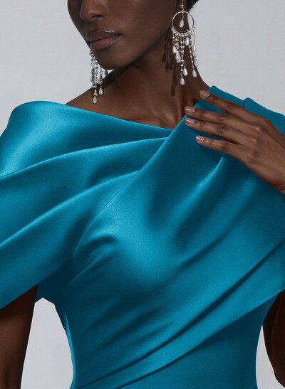 Trumpet/Mermaid Asymmetrical Sweep Train Satin Evening Dresses With Sweeping Side Drape