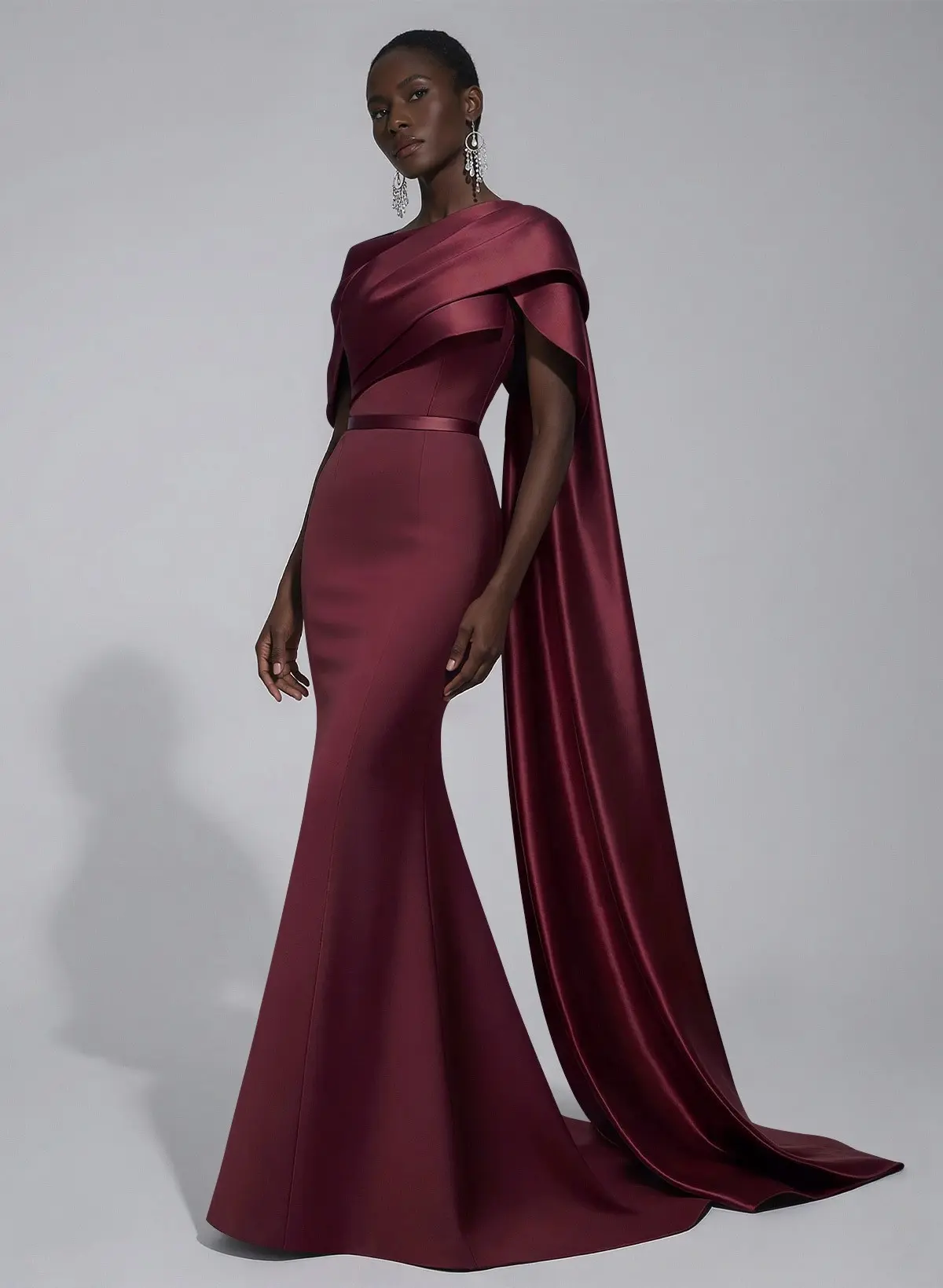 Trumpet/Mermaid Asymmetrical Sweep Train Satin Evening Dresses With Sweeping Side Drape