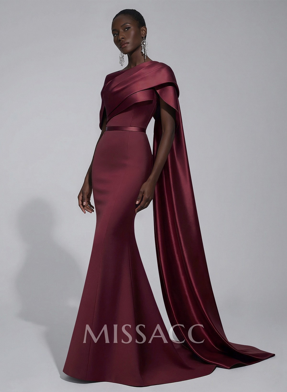 Trumpet/Mermaid Asymmetrical Sweep Train Satin Evening Dresses With Sweeping Side Drape Trumpet/Mermaid Asymmetrical Sweep Train Satin Evening Dresses With Sweeping Side Drape