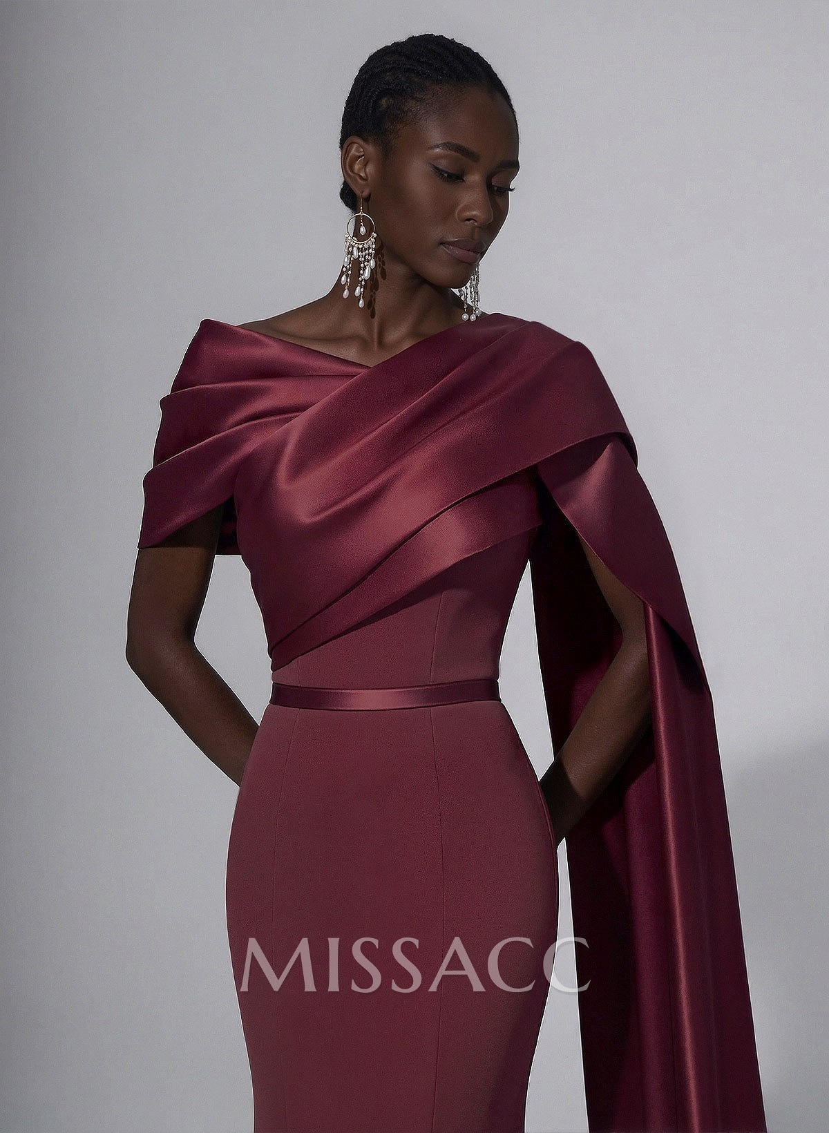 Trumpet/Mermaid Asymmetrical Sweep Train Satin Evening Dresses With Sweeping Side Drape Trumpet/Mermaid Asymmetrical Sweep Train Satin Evening Dresses With Sweeping Side Drape