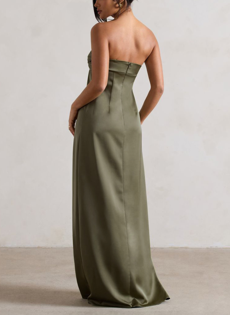 Elegant Detachable Straps Sleeveless Floor-Length Silk Like Satin Evening Dresses With