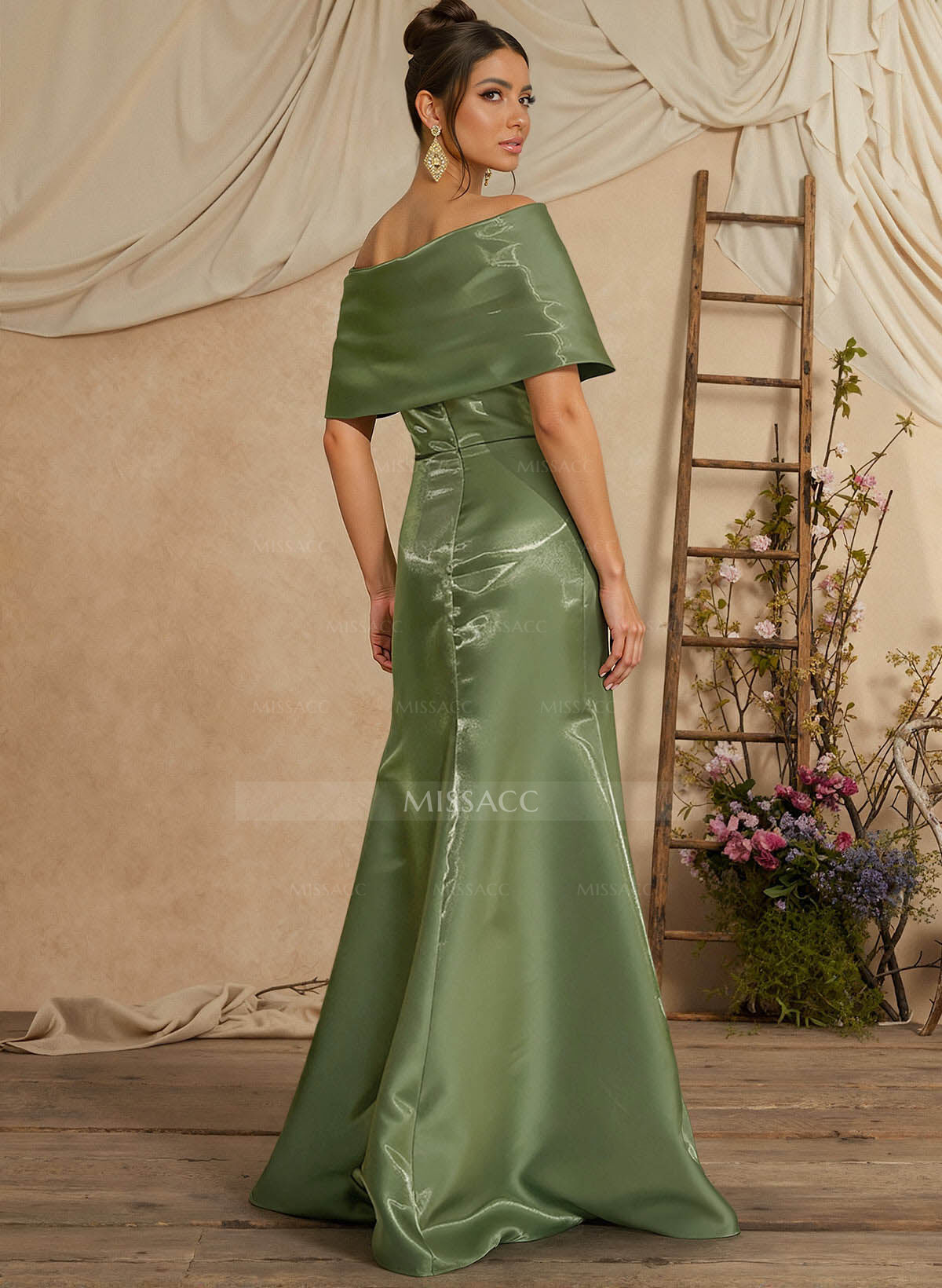 Trumpet Mermaid Off-The-Shoulder Sleeveless Floor-Length Liquid Satin Evening Dresses With