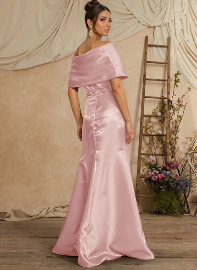 Trumpet Mermaid Off-The-Shoulder Sleeveless Floor-Length Liquid Satin Evening Dresses With