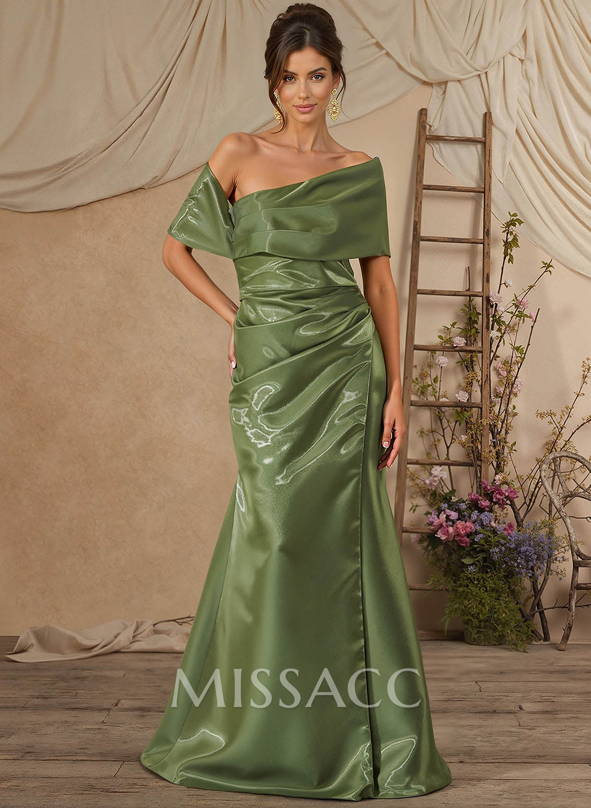 Trumpet Mermaid Off-The-Shoulder Sleeveless Floor-Length Liquid Satin Evening Dresses With