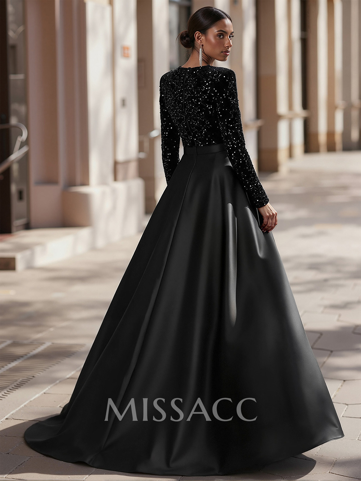 Jumpsuit/Pantsuit Plunge Neck Long Sleeves Detachable Satin/Velvet Sequin Evening Dresses With Sequins Jumpsuit/Pantsuit Plunge Neck Long Sleeves Detachable Satin/Velvet Sequin Evening Dresses With Sequins