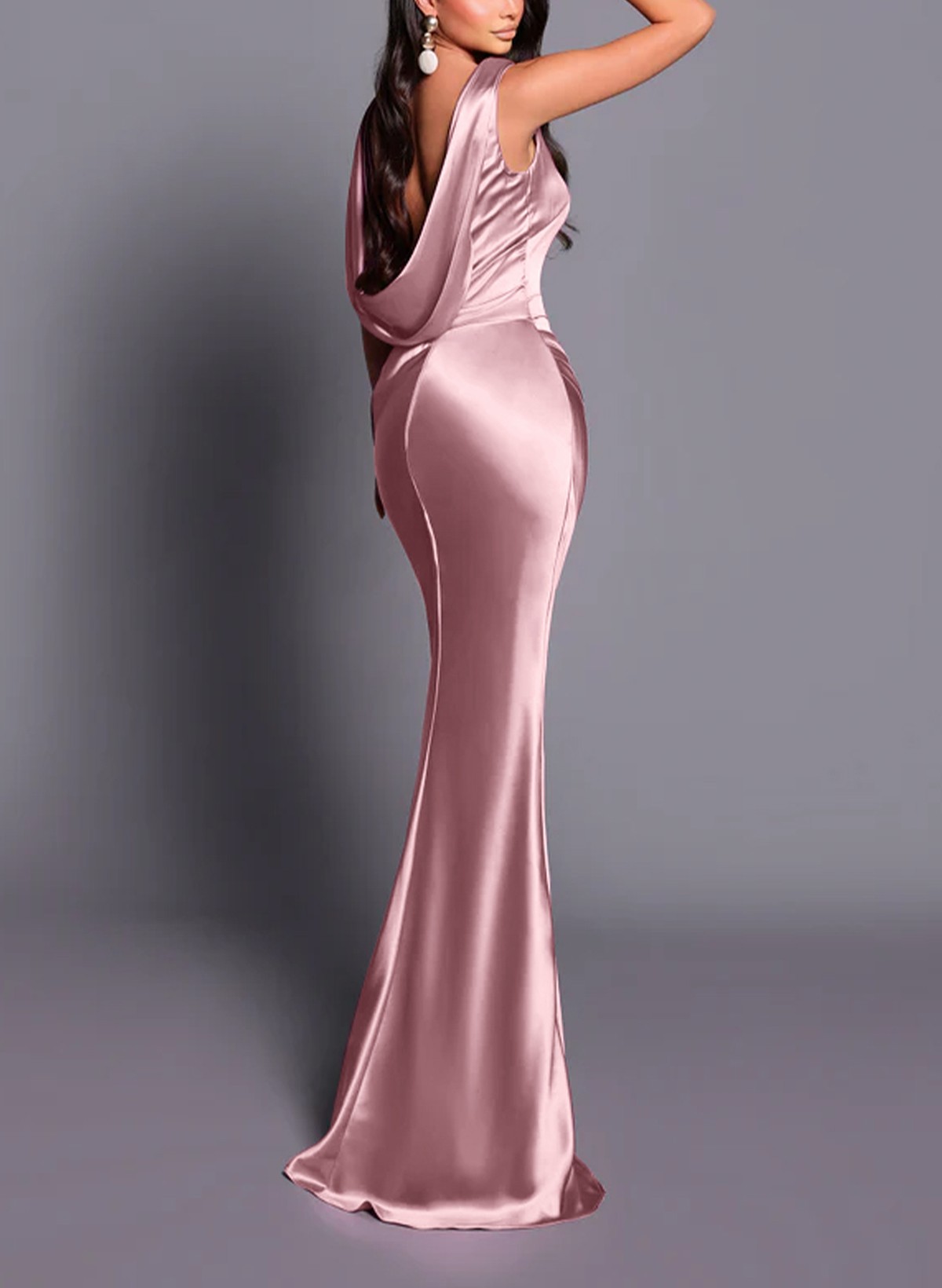 Sheath Column Scoop Neck Sleeveless Floor-Length Charmeuse Evening Dresses With Back Hole
