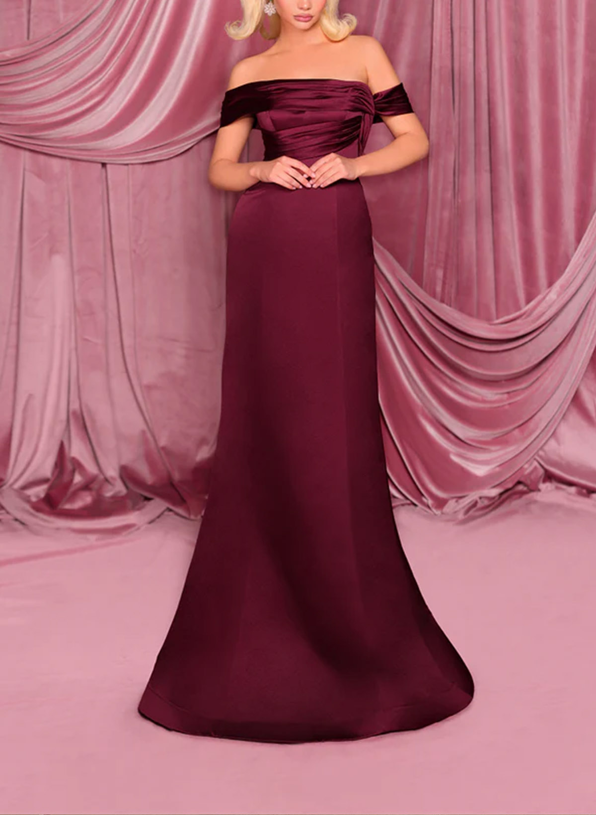 Sheath/Column Off-The-Shoulder Sleeveless Floor-Length Satin Evening Dresses With Pockets