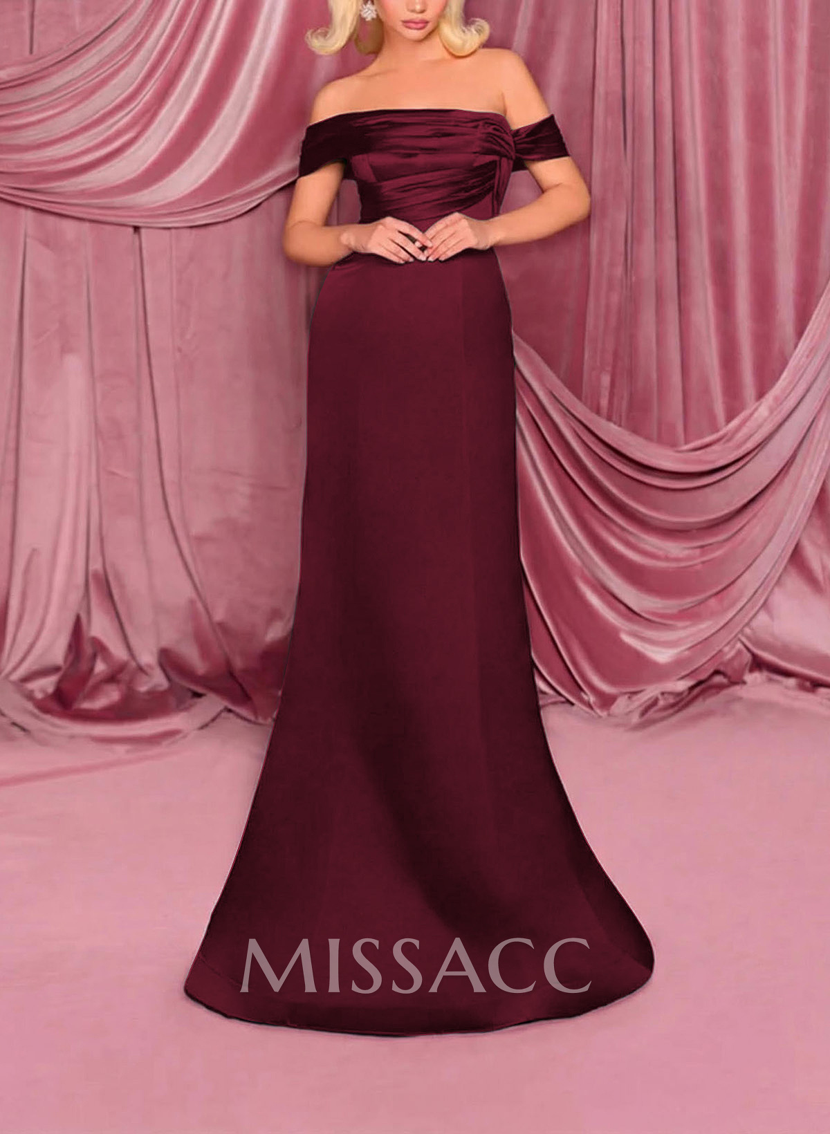 Sheath/Column Off-The-Shoulder Sleeveless Floor-Length Satin Evening Dresses With Pockets