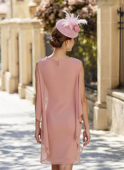 Sheath Column Scoop Neck Sleeveless Ankle-Length Chiffon Mother Of The Bride Dresses With Flower(s)