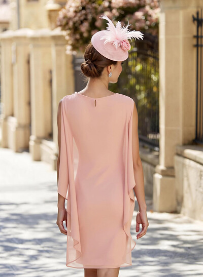 Sheath Column Scoop Neck Sleeveless Ankle-Length Chiffon Mother Of The Bride Dresses With Flower(s)
