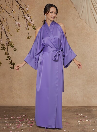 Sheath Column Long Sleeves Floor-Length Crepe Satin Mother Of The Bride Dresses With