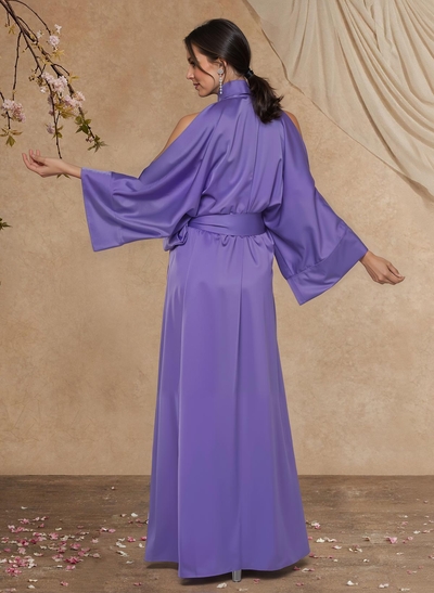 Sheath Column Long Sleeves Floor-Length Crepe Satin Mother Of The Bride Dresses With