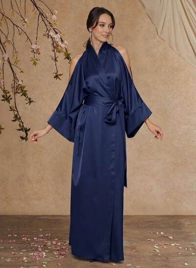 Sheath Column Long Sleeves Floor-Length Crepe Satin Mother Of The Bride Dresses With