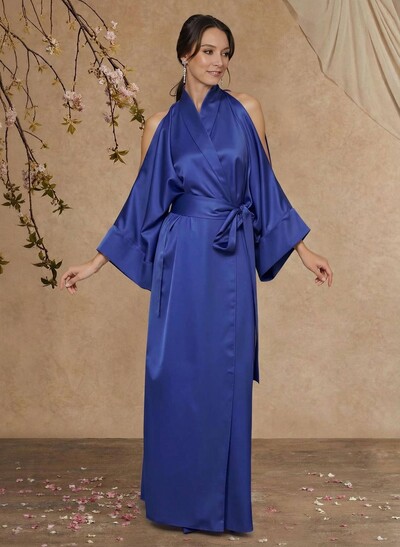 Sheath Column Long Sleeves Floor-Length Crepe Satin Mother Of The Bride Dresses With