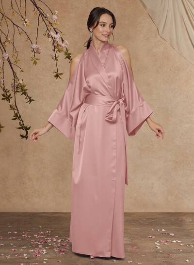 Sheath Column Long Sleeves Floor-Length Crepe Satin Mother Of The Bride Dresses With