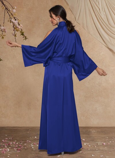 Sheath Column Long Sleeves Floor-Length Crepe Satin Mother Of The Bride Dresses With