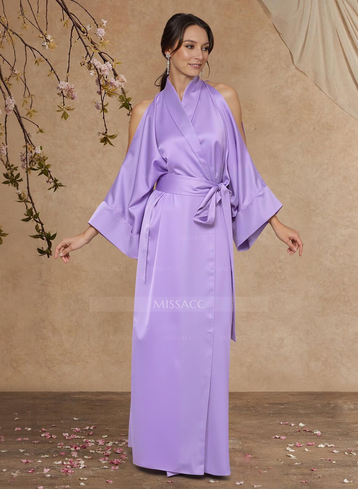 Sheath Column Long Sleeves Floor-Length Crepe Satin Mother Of The Bride Dresses With