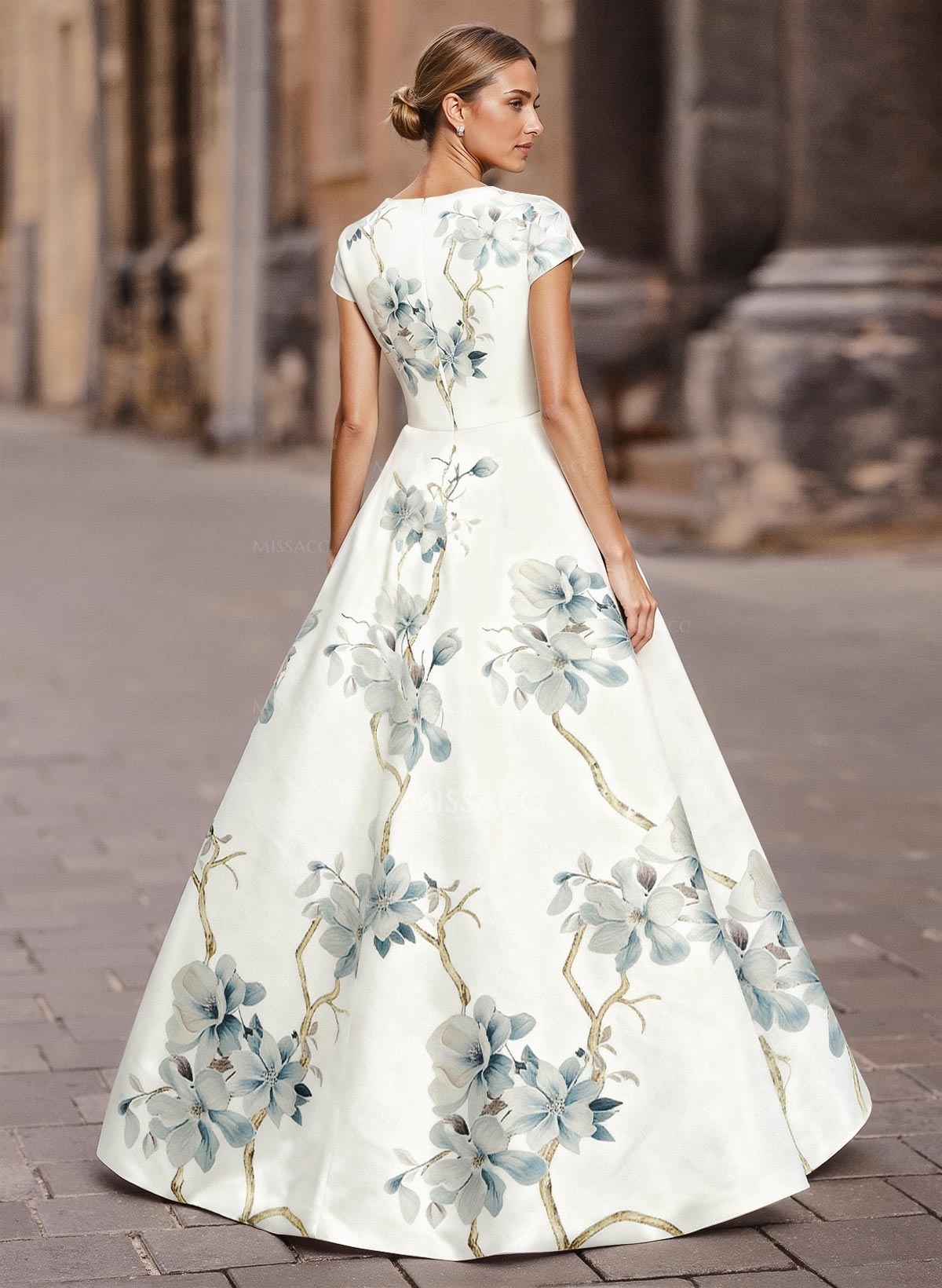 Jumpsuit Pantsuit V-Neck Short Sleeves Floor-Length Crepe Satin Mother Of The Bride Dresses With Flower(s)