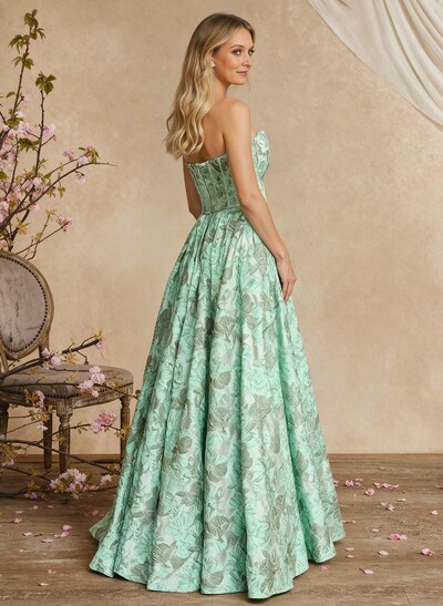 A-Line Sweetheart Plunge Neck Sleeveless Floor-Length Mother Of The Bride Dresses With Flower Sweeping Side Drape