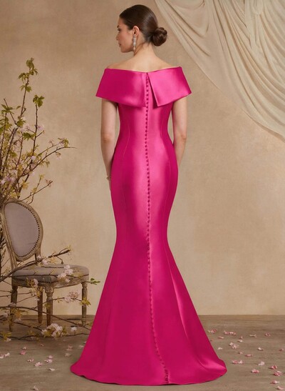 Trumpet Mermaid Off-The-Shoulder Sleeveless Sweep Train Satin Mother Of The Bride Dresses With