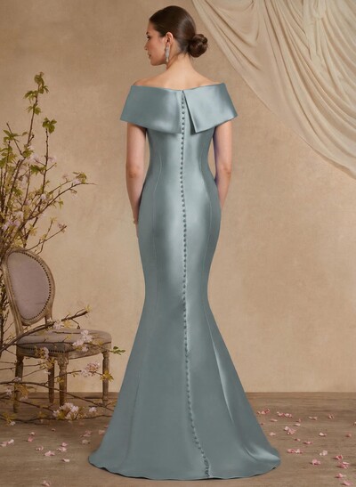 Trumpet Mermaid Off-The-Shoulder Sleeveless Sweep Train Satin Mother Of The Bride Dresses