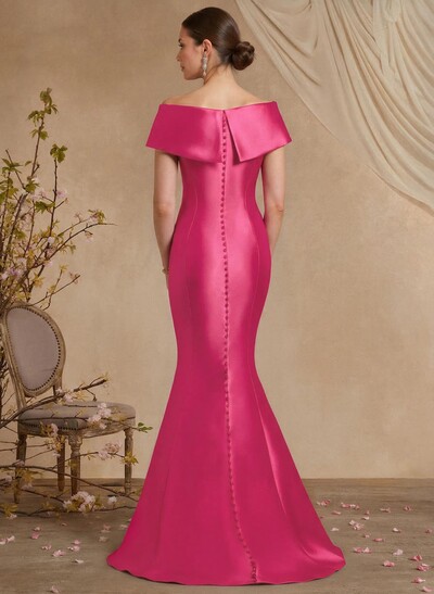 Trumpet Mermaid Off-The-Shoulder Sleeveless Sweep Train Satin Mother Of The Bride Dresses