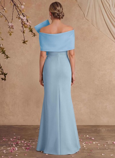 Sheath Column Asymmetrical Short Sleeves Floor-Length Elastic Satin Mother Of The Bride Dresses With Bow(s)