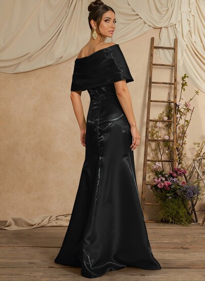 Trumpet Mermaid Off-The-Shoulder Sleeveless Floor-Length Liquid Satin Mother Of The Bride Dresses With