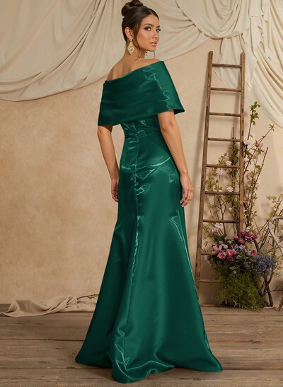 Trumpet Mermaid Off-The-Shoulder Sleeveless Floor-Length Liquid Satin Mother Of The Bride Dresses With