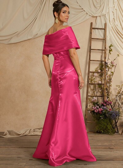 Trumpet Mermaid Off-The-Shoulder Sleeveless Floor-Length Liquid Satin Mother Of The Bride Dresses With