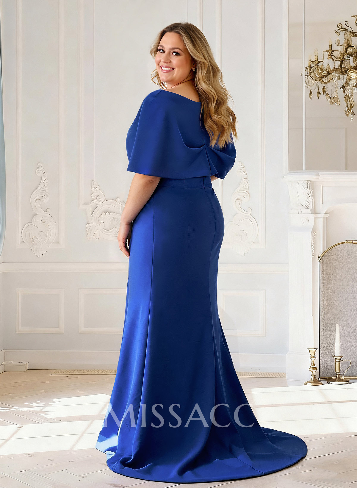 Sheath Column One-Shoulder Sleeveless Sweep Train Elastic Satin Mother Of The Bride Dresses With Split Front