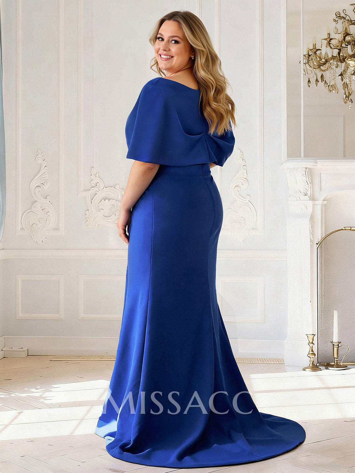 Sheath Column One-Shoulder Sleeveless Sweep Train Elastic Satin Mother Of The Bride Dresses With Split Front
