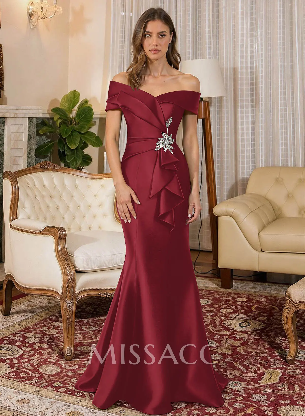 Trumpet Mermaid Off-The-Shoulder Sleeveless Sweep Train Satin