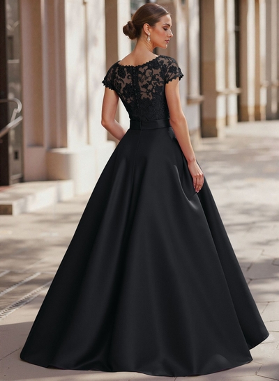 Jumpsuit/Pantsuit Scoop Neck Short Sleeves Detachable Lace/Satin Mother Of The Bride Dresses With Rhinestone/Sash