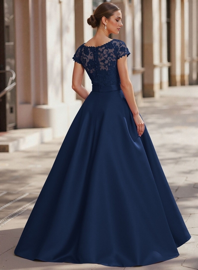 Jumpsuit/Pantsuit Scoop Neck Short Sleeves Detachable Lace/Satin Mother Of The Bride Dresses With Rhinestone/Sash